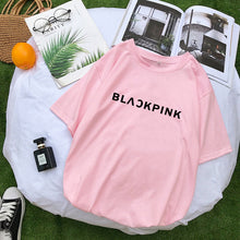 Load image into Gallery viewer, K-pop Girl Group BLACKPINK Print Pink T-shirt Women Fashion Tee Tops Harajuku Ulzzang Girl Crush Fans Album Concert BLINK Gift