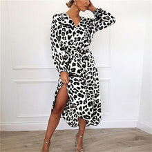 Load image into Gallery viewer, VOZRO Moarcho Leopard Sexy Maxi Party Lace Floral Dress 2019 Women Chiffon Long Beach Sa Vestidos Dresses Clothes Befree Vintage