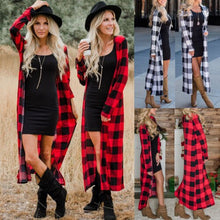Load image into Gallery viewer, Coat Jacket Women NEW Fashion Long Sleeve Top Casual Plaid Cardigan Outwear Fall