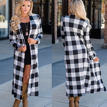 Load image into Gallery viewer, Coat Jacket Women NEW Fashion Long Sleeve Top Casual Plaid Cardigan Outwear Fall
