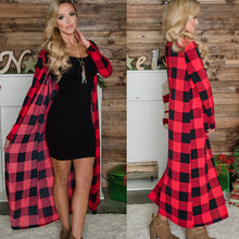 Load image into Gallery viewer, Coat Jacket Women NEW Fashion Long Sleeve Top Casual Plaid Cardigan Outwear Fall