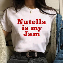 Load image into Gallery viewer, 2019 Nutella Print T Shirt Women 90s Harajuku Kawaii  Fashion T-shirt Graphic Cute Cartoon Tshirt Korean Style Top Tees Female