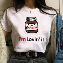 Load image into Gallery viewer, 2019 Nutella Print T Shirt Women 90s Harajuku Kawaii  Fashion T-shirt Graphic Cute Cartoon Tshirt Korean Style Top Tees Female