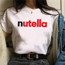 Load image into Gallery viewer, 2019 Nutella Print T Shirt Women 90s Harajuku Kawaii  Fashion T-shirt Graphic Cute Cartoon Tshirt Korean Style Top Tees Female
